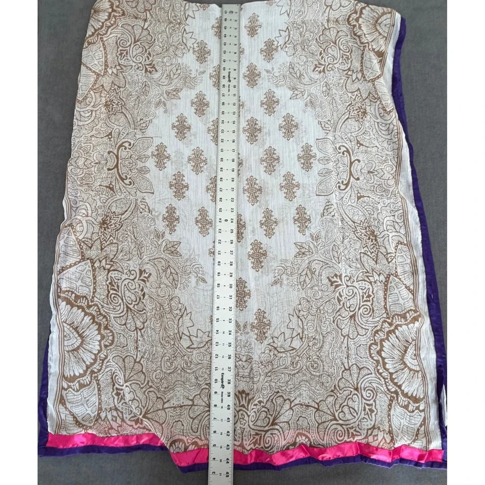 Bohemian Paisley Scarf Womens OS Ivory Tan Purple Festival Whimsigoth Fairycore